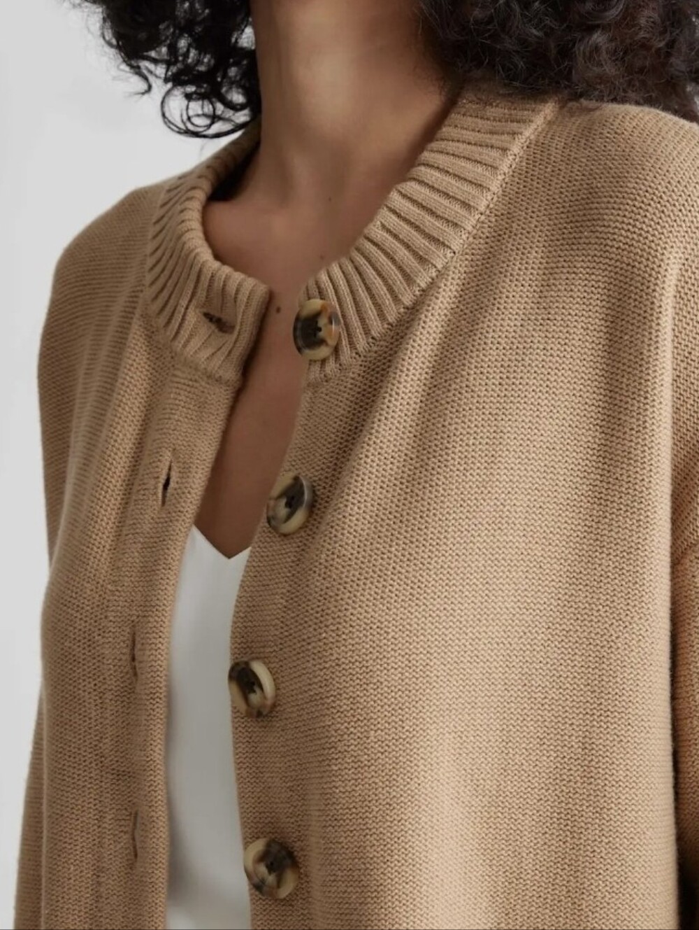 Quince Organic Cotton Camel Cropped Cardigan